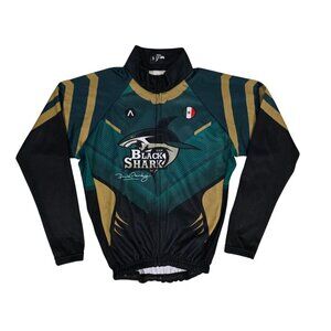 Black Shark Cycling Jersey S Black/Teal/Gold Long Sleeve Full Zip Lightweight